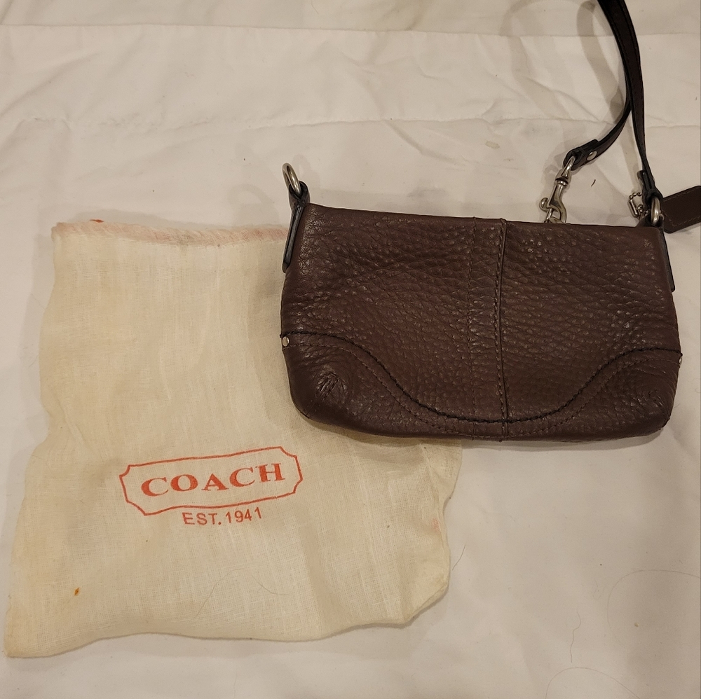 Coach Brown Leather Wristlet